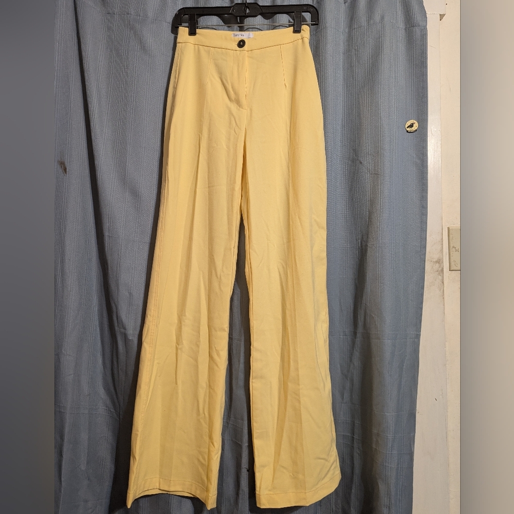 Bershka Yellow Wide Leg Pants